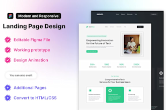 design a modern responsive landing page website using figma
