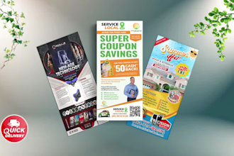 design rack card, dl flyer, door hanger, popcorn bag with faster
