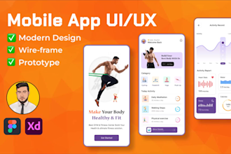 mobile app ui ux design, app prototype, wireframe,  mobile app design, ui design