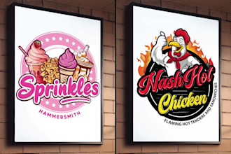 design food, restaurant, pizza, burger, bbq, drink, bakery logo