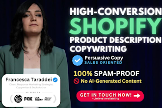 do shopify product description and website sales copy