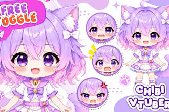 design and rig cute chibi vtuber model in anime style for vtube studio