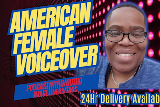 record an american female podcast intro outro voiceover