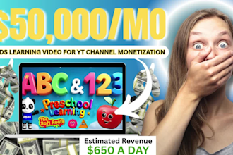 create kids learning alphabet, counting of numbers videos for passive income