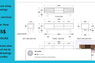 create furniture technically drawing into autocad