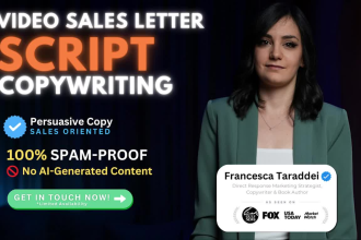 do video sales letter script and vsl copywriting in english