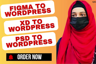 create website and convert figma to wordpress, canva, xd, psd to wordpress