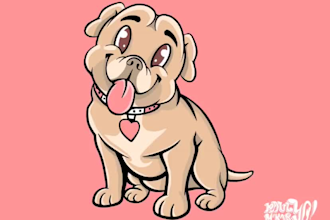 draw simple cute pet cartoon animal illustration
