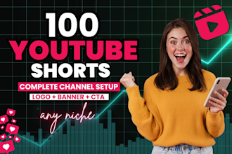 create a youtube shorts channel with 100 videos