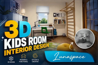 design 3d kids room interior bedroom study room toddler ball pit playroom