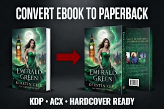 convert ebook cover to KDP paperback, hardcover and acx audiobook