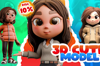 create 3d cute characters, cartoon modeling for mascot or 3d print