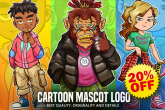 design mascot cartoon character illustration for your brand, album cover, tshirt