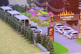 create 3d food truck, restaurant, and food court design in sketchup