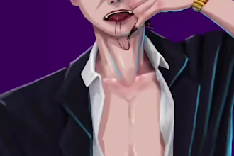 draw webtoon, anime, or manga bust up for you