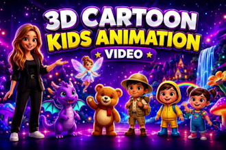 create 3d cartoon animation video kids learning animation and kids video editing