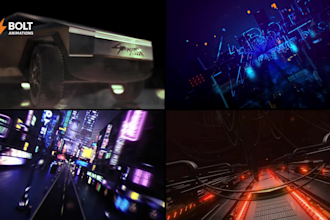 create a futuristic cyberpunk youtube intro animation