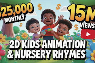 2d animation for kids and nursery rhymes to boost channel for fast monetization