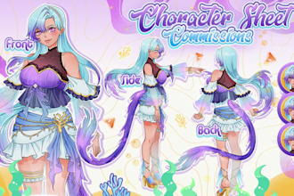design anime character sheet for your oc vtuber fanart