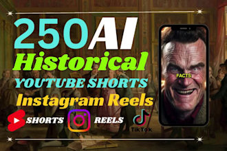 create 250 trending ai history youtube shorts and reels
