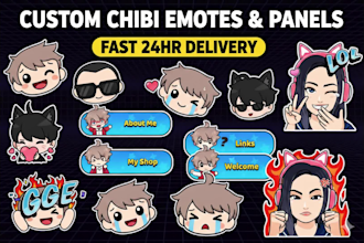 draw cute custom twitch emotes  discord stickers