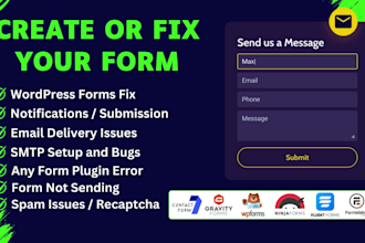 fix or create contact form 7, gravity form for wordpress website