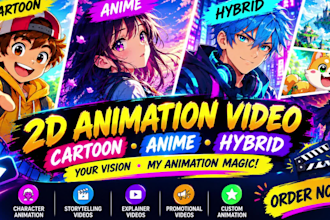 do 2d animation video cartoon, anime or hybrid style