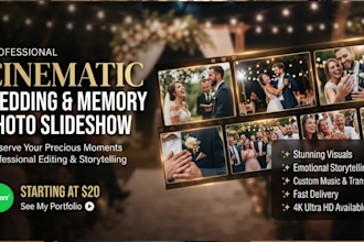 create a cinematic wedding and memory photo slideshow