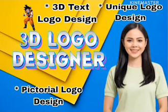 create 3d text logo design, unique designer