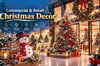 create 3d renderings of commercial christmas and holiday decor
