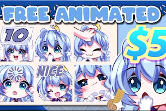 draw twitch emotes and animated emotes in chibi vtuber style