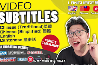 add subtitles to video in chinese, english and cantonese or captions translation