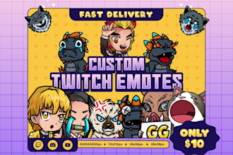 design custom chibi emotes for twitch, kick, youtube, and discord