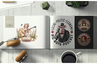 do classic vintage hand drawn logo and illustrations designs