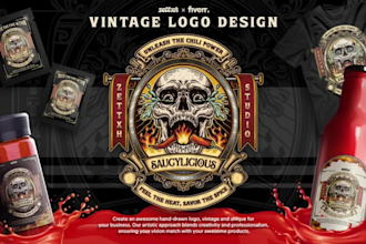 design a custom vintage, retro, and hand drawn logo