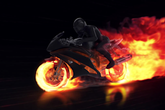 make fire motorcycle logo reveal intro
