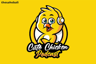 design a caricature mascot, modern cartoon character portrait podcast logo