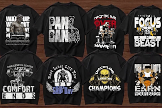 create trendy gym fitness t shirt design