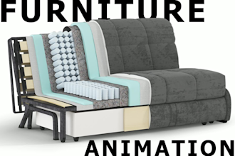 product animation 3d of furniture bed sofa kitchen video