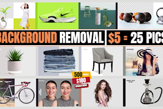 500 images background removal, photoshop editing, and resize