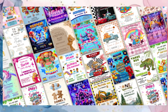 design a stunning custom kids birthday invitation card