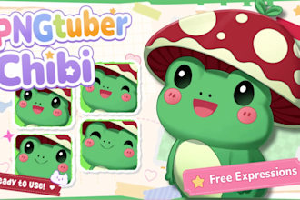 design chibi png tuber model in cute style vtuber for streaming