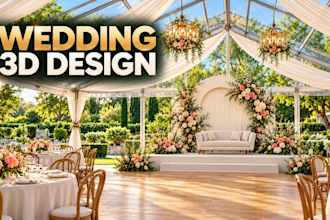 design 3d wedding stage, marquee tent, and event venue