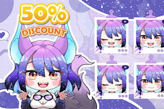 design png tuber for streaming in chibi vtuber anime style