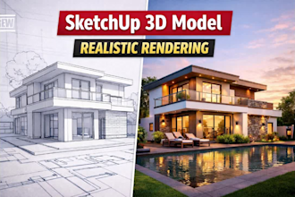 do sketchup 3d model and realistic architectural rendering