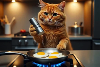 do viral stunning ai cat chef cooking videos and ai cat stories for youtube