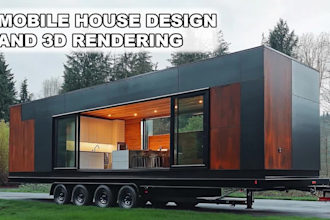 design mobile house, container house, and 3d rendering