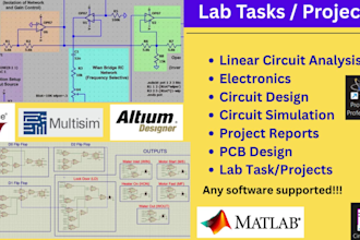 do electronics circuit design, circuit analysis, lab tasks, engineering projects
