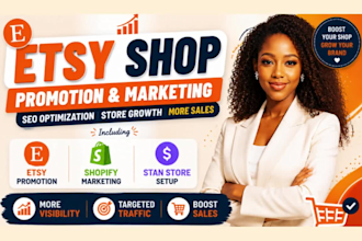 boost etsy shop sales, shopify sales, etsy promotion, setup stan store