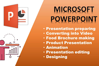 do any type of microsoft powerpoint presentation and food brochure